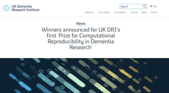 Brian and Kitty win UK DRI’s first 'Prize for Computational Reproducibility in Dementia Research'