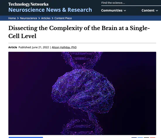 Dissecting the Complexity of the Brain at a Single-Cell Level – Sarah interviewed for Technology Networks